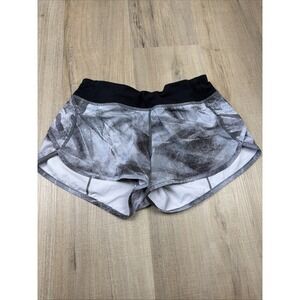 Ivivva Lululemon Speedy Shorts Girls Size 14 Black Gray Print Built In Liner